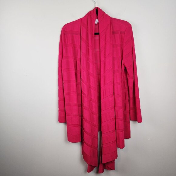 Exclusively Misook XL bundle open front cardigan Pink Black - Picture 2 of 14